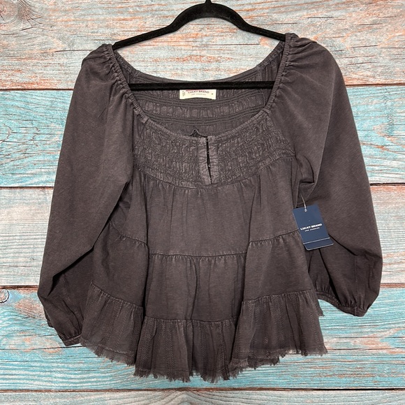 Lucky Brand NWT Ruffle Crop Top Size Medium - Picture 2 of 7